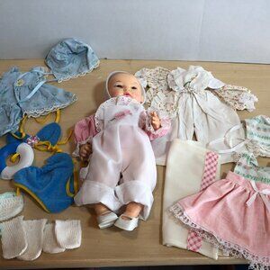 VINTAGE 1977 Horsman Dolls Inc Baby Doll w Clothes Some HANDMADE #F77